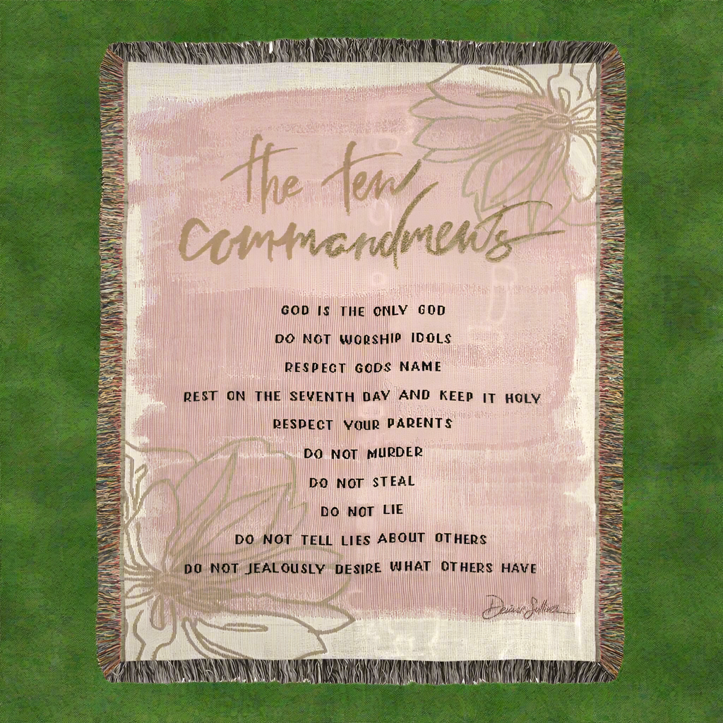 Ten Commandments-Pink-Tapestry Throw 50x60