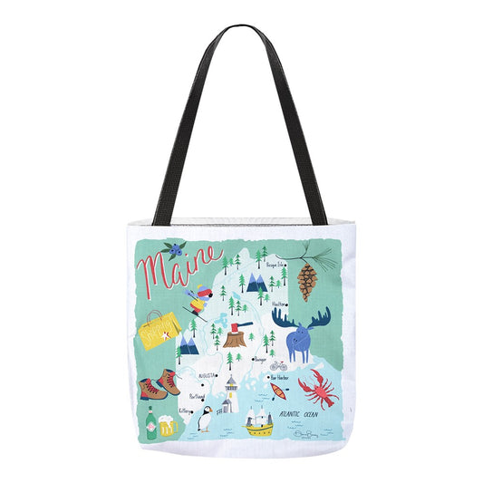 MAINE MAP 18  PRINTED TOTE