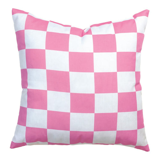 Checkerboard Pink Climaweave Pillow 18" Indoor/Outdoor