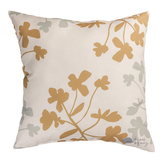 Tan Florals Climaweave Pillow 18" Indoor/Outdoor