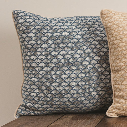 Scalloped Blue Pillow 21x21 Woven Pillow