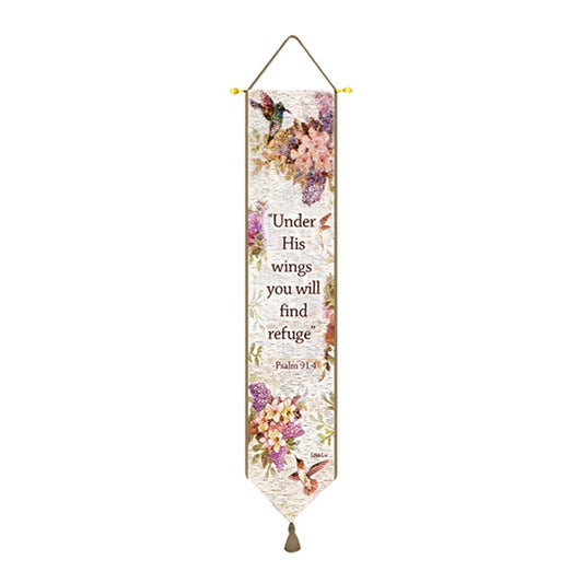 Whisper Wings W/Verse-9X41 Woven Tapestry Bell Pull