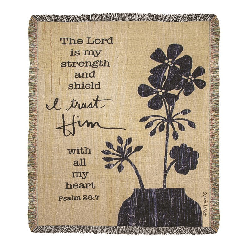 The Lord Is My Strength Tapestry Throw 50X60 Woven Throw