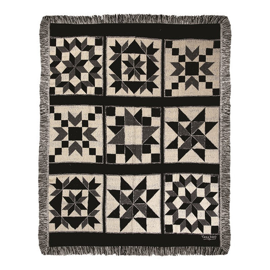 Black And White Quilt Tapestry Throw 50X60 Woven Throw
