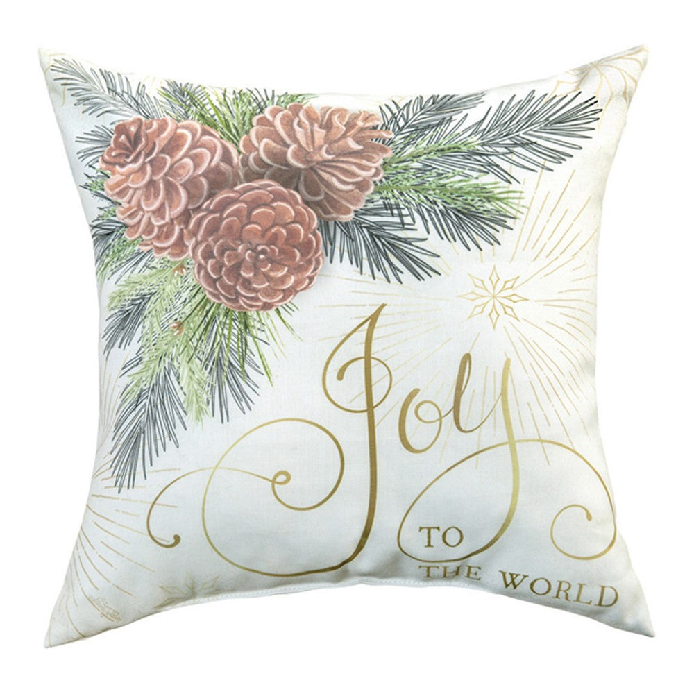 Winter Pine Peace Joy Pillow 18"