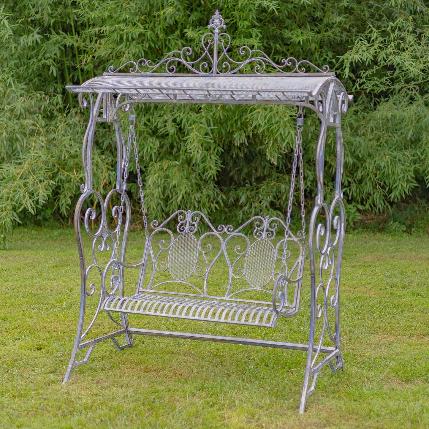 Giorgi Iron Swing Bench in Blue/Bronze