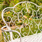 Esme Iron Garden Bench with Heart Designs in Antique White