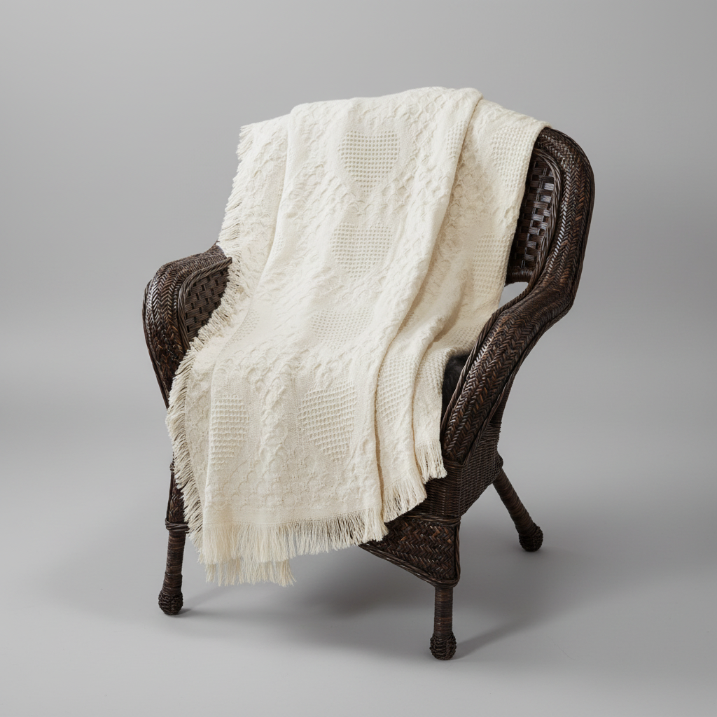 Basket Weave Hearts 2-Layer Throw -46X60 Woven Throw