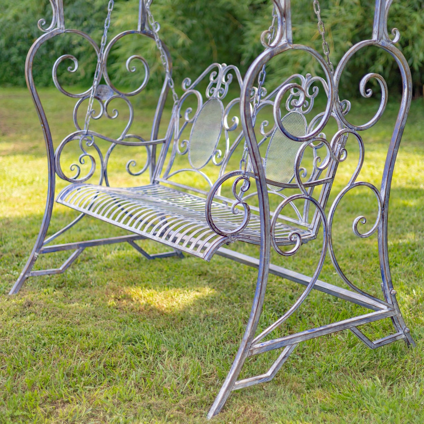 Giorgi Iron Swing Bench in Blue/Bronze