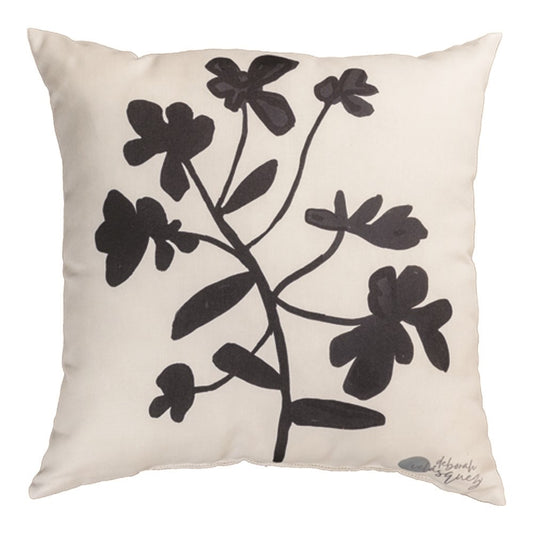 Black And White Floral Climaweave Pillow 18" Indoor/Outdoor