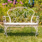 Esme Iron Garden Bench with Heart Designs in Antique White