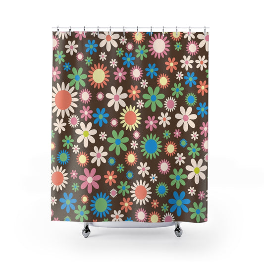 Shower Curtains 71x74 Retro Flower