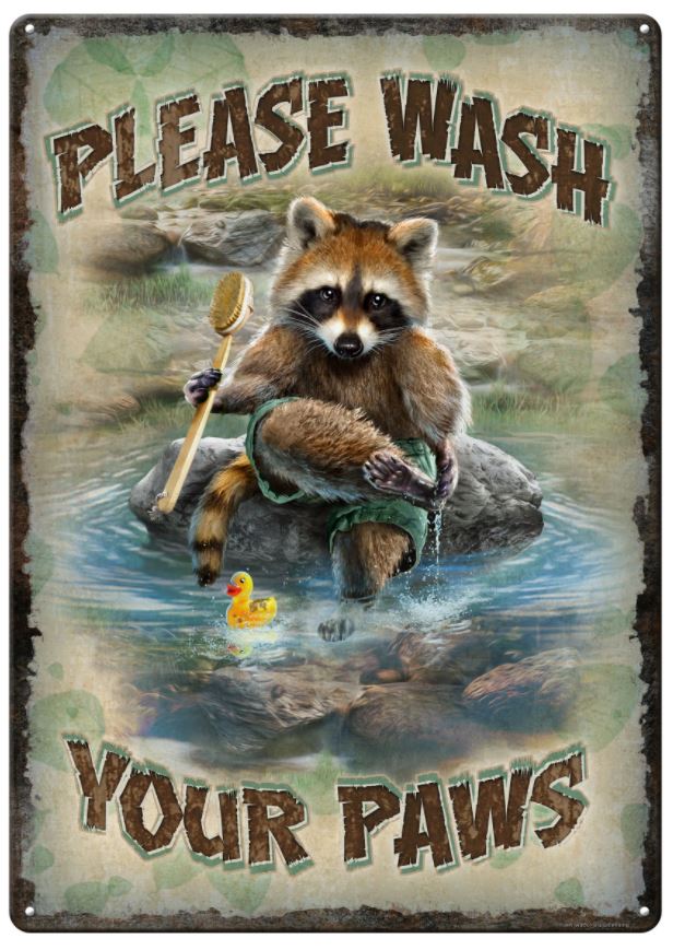 Please Wash Your Paws - 12"x17" - Tin Sign