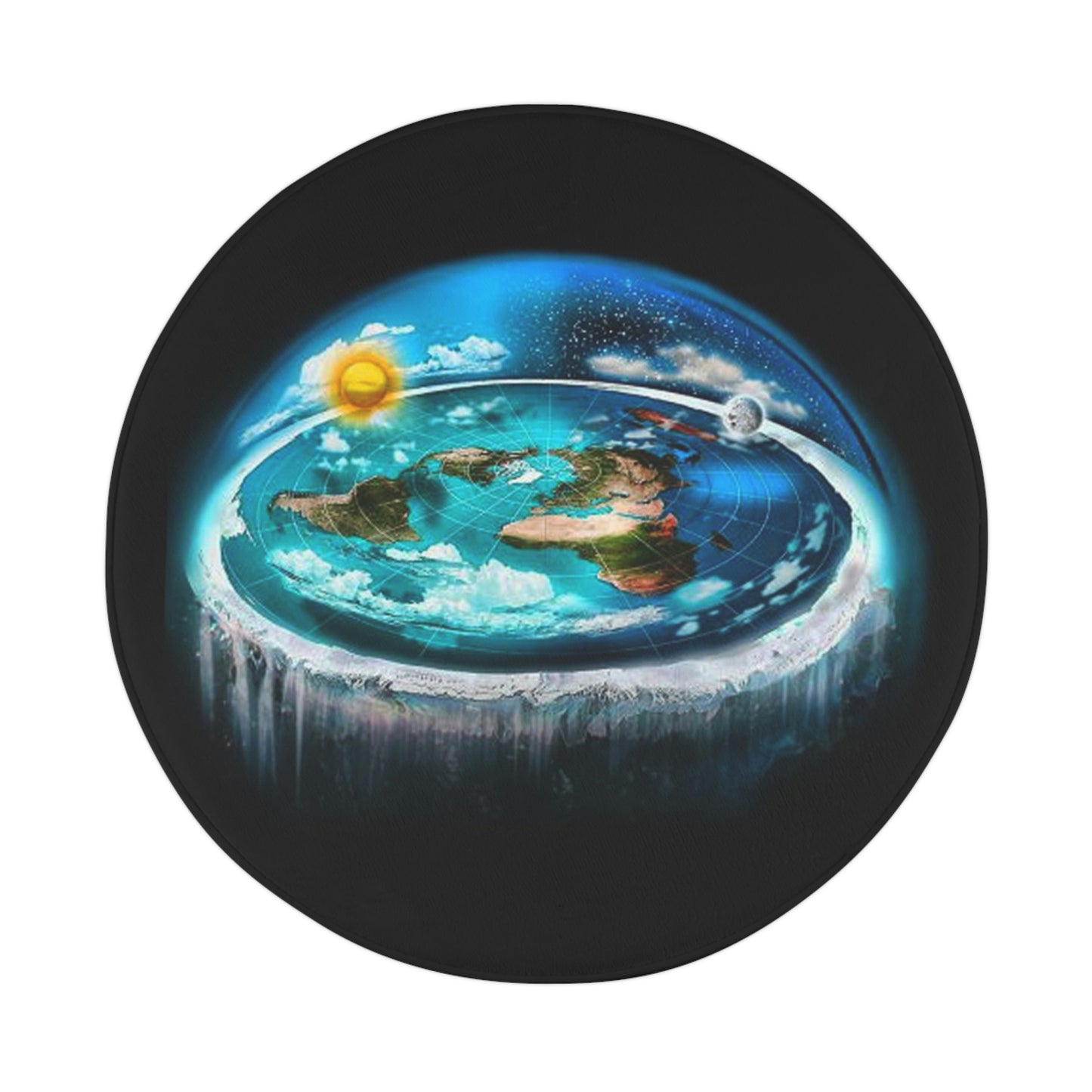 Flat Earth Round Bath Mat