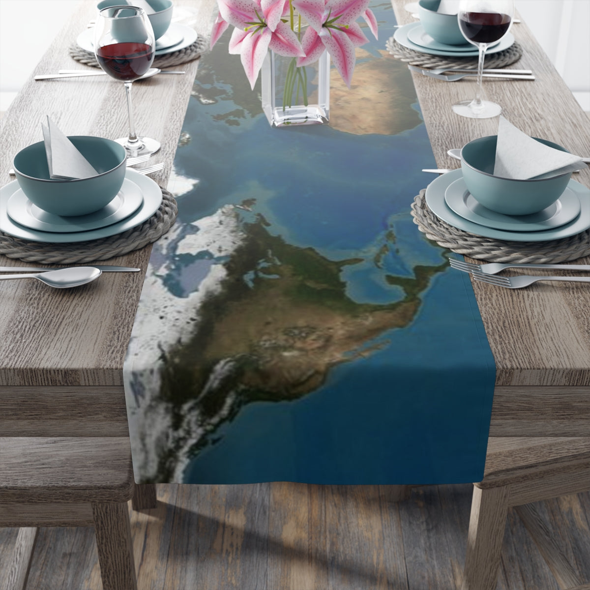Flat Earth Table Runner (Cotton, Poly)