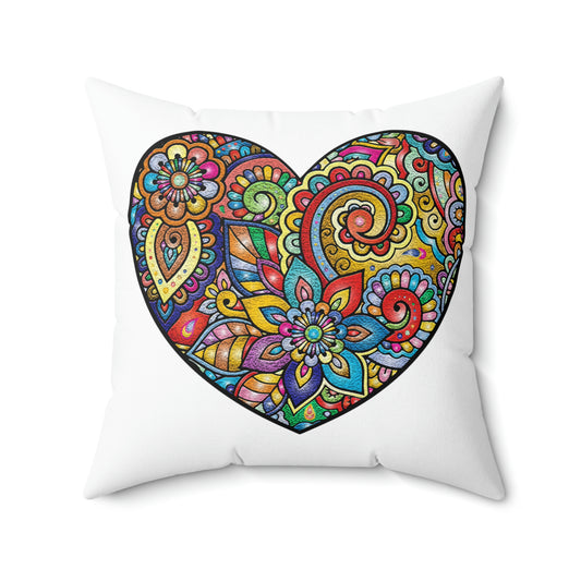 Crackle Heart Spun Polyester Square Pillow