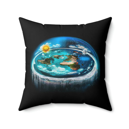 Flat Earth Spun Polyester Square Pillow