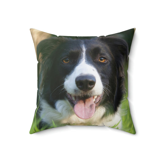 Border Collie Spun Polyester Square Pillow Case