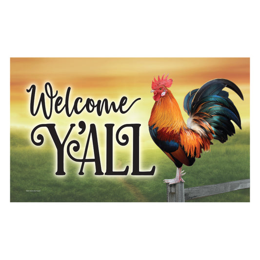 Door Mat-Rooster Welcome Y'ALL 30x17.7 Door Mat