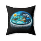 Flat Earth Spun Polyester Square Pillow