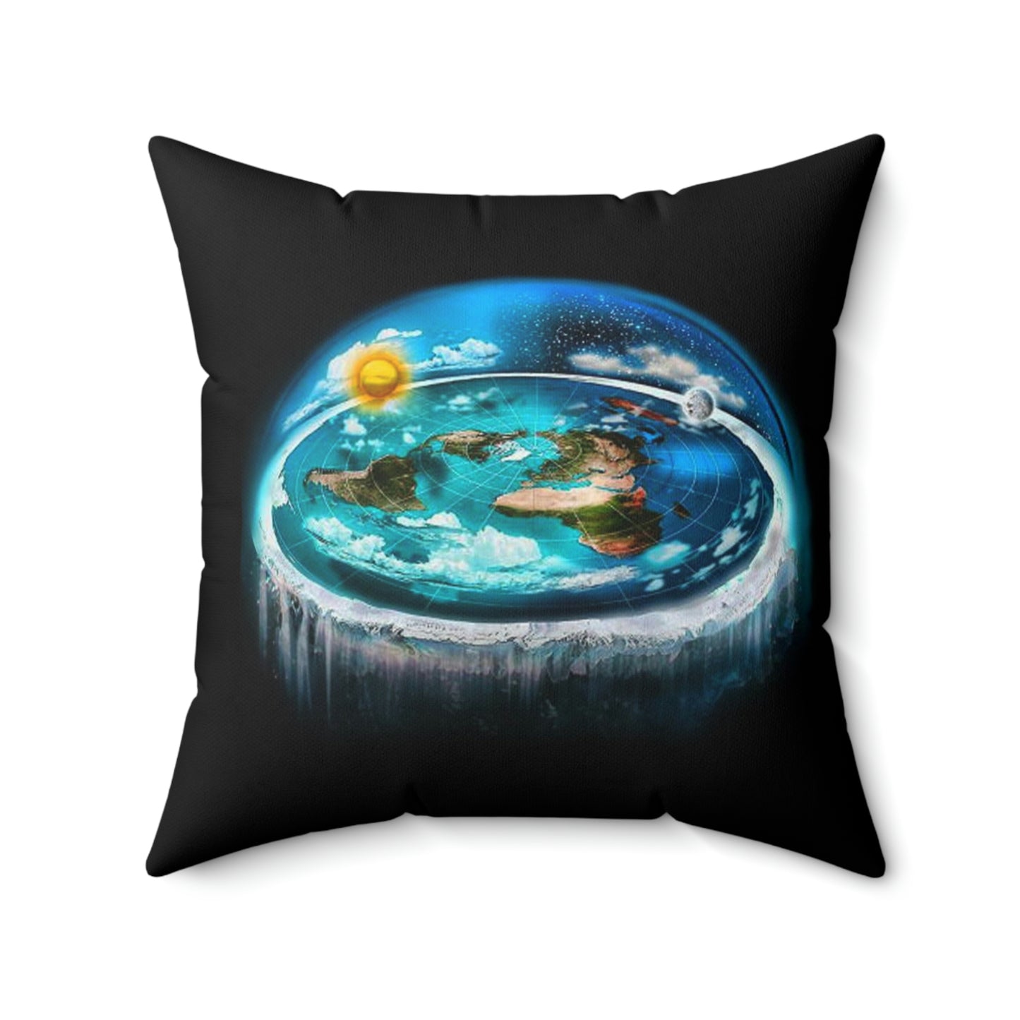 Flat Earth Spun Polyester Square Pillow