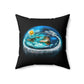 Flat Earth Spun Polyester Square Pillow