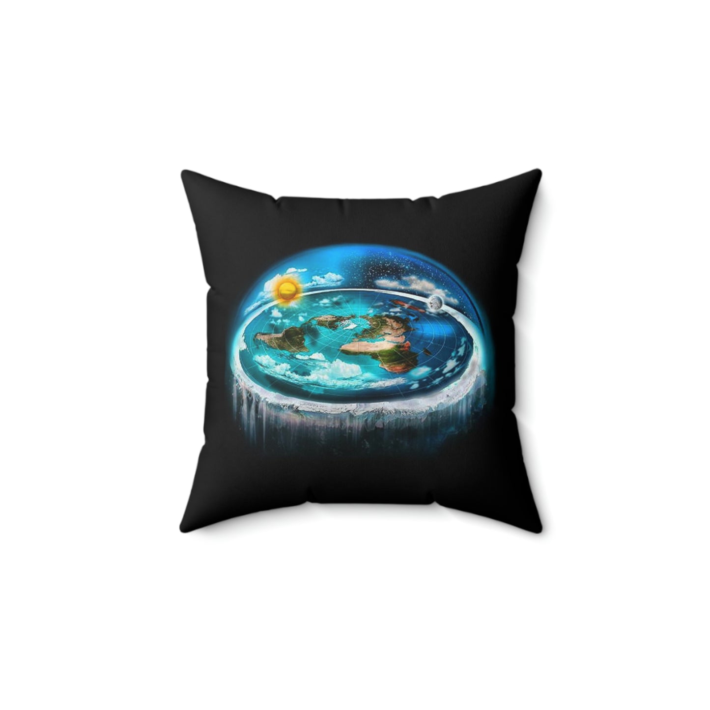 Flat Earth Spun Polyester Square Pillow