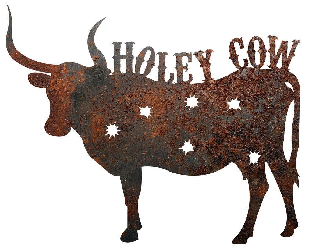 Rustic Metal Holey Cow Sign