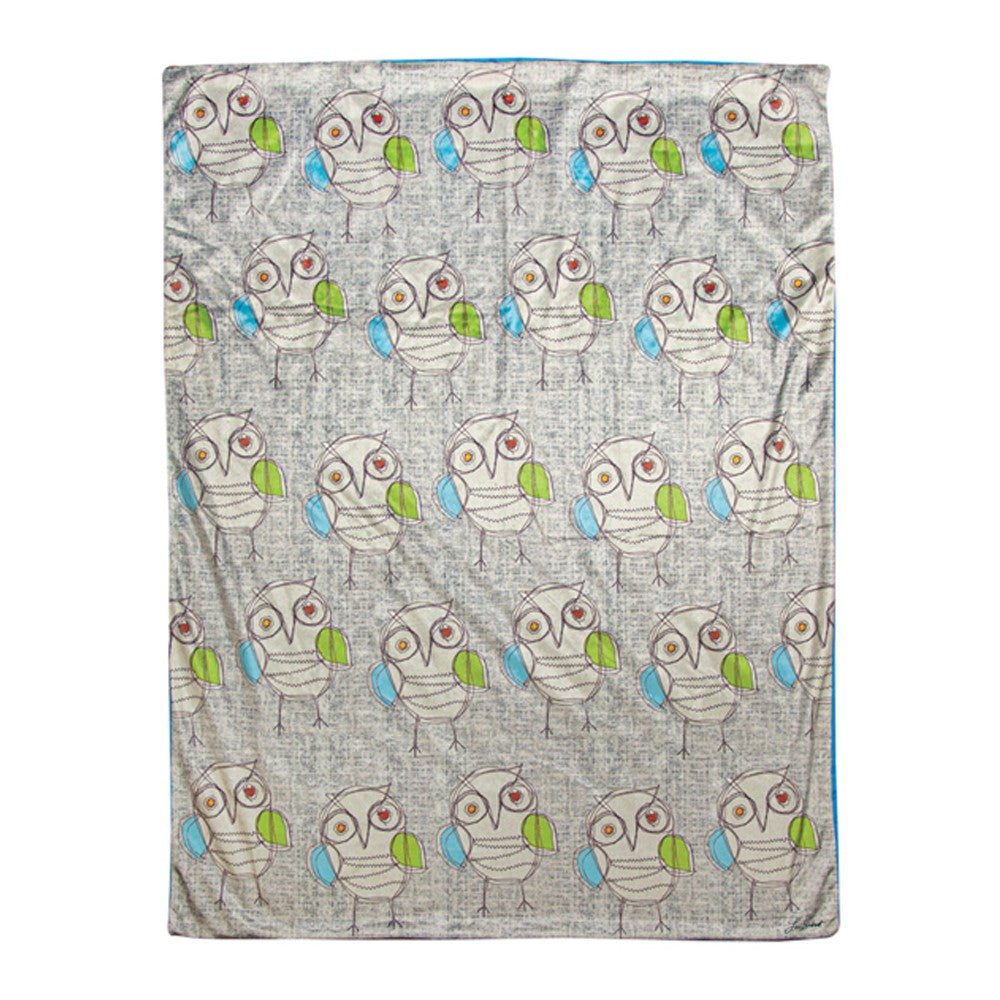 Stitch Happy- Owl - Mink Fleece - 30"x40" Throw Blanket