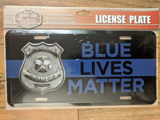 Blue Lives Matter - License Tag - Metal