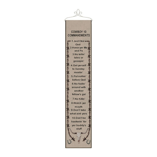 Cowboy 10 Commandments -9X41 Woven Tapestry Bell Pull