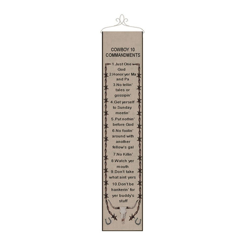 Cowboy 10 Commandments -9X41 Woven Tapestry Bell Pull