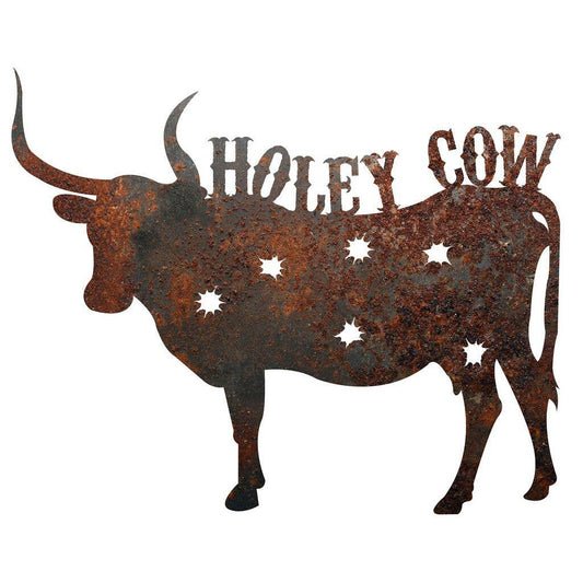 Rustic Metal Holey Cow Sign