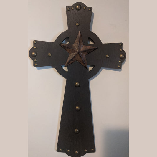 Wood & Metal Cross with Star