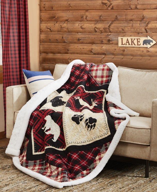 Diamond Bear - Quilted Fleece Lined Throw - 50x60"