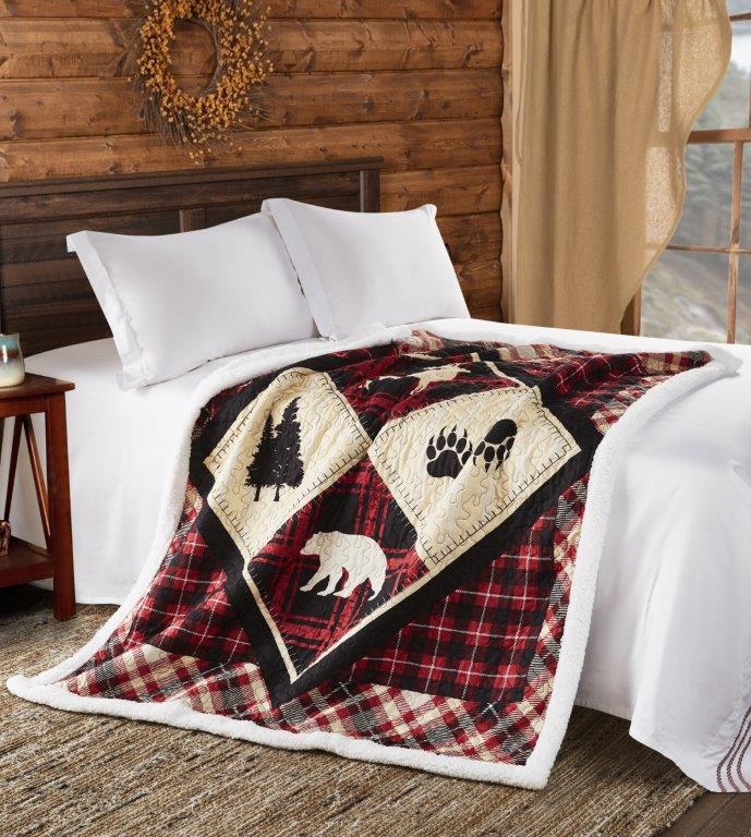 Diamond Bear - Quilted Fleece Lined Throw - 50x60"