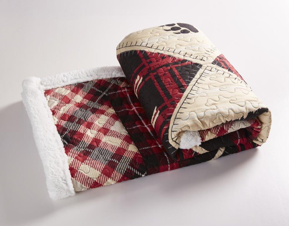 Diamond Bear - Quilted Fleece Lined Throw - 50x60"