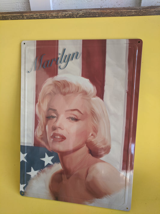 American Flag and Marilyn 12"x17" Tin Sign