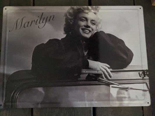 Marilyn Monroe On Jeep - Large 12"x17" Tin Sign