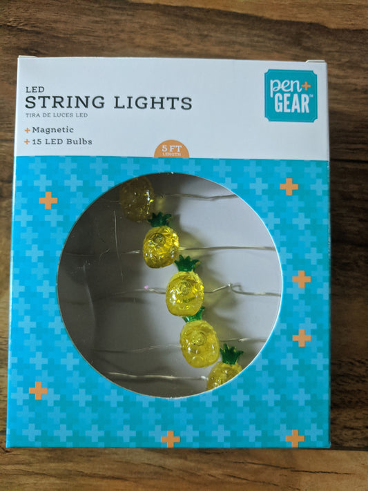 Mini Pineapple String Lights - Fairy Lights  5 Ft - 15 LED Bulbs - Magnetic