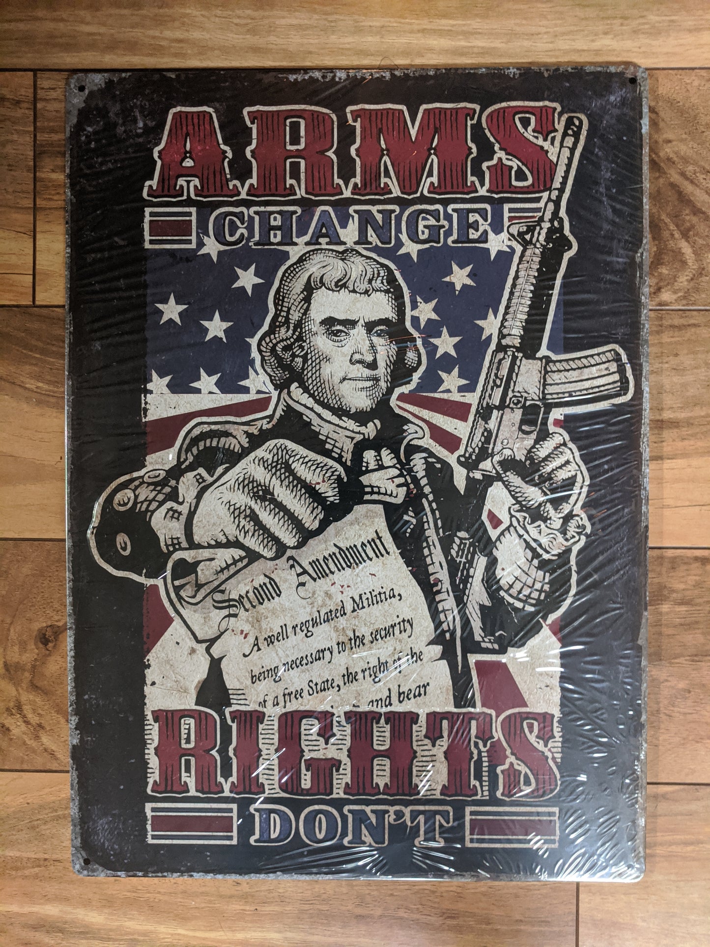 Arms Change Rights Don't - Large 12x17" Tin Sign