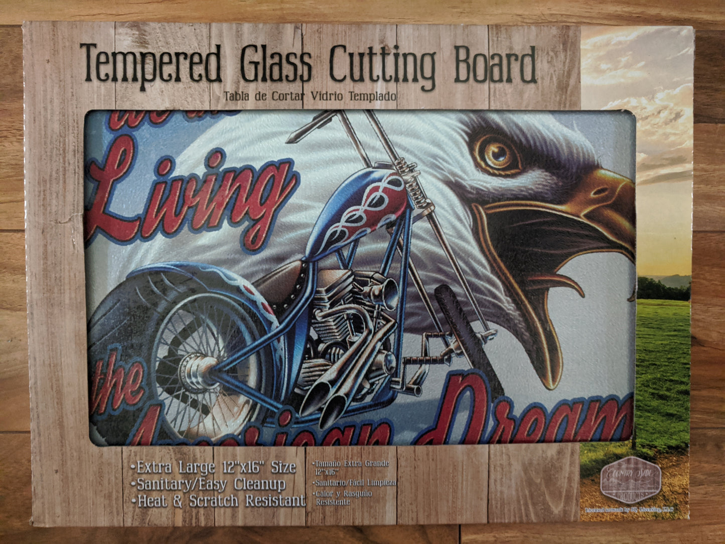 Living the American Dream Tempered Glass Cutting Board 12"x16"