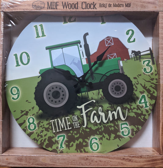 Tractor - Time on the Farm MDF Wood 13in Clock