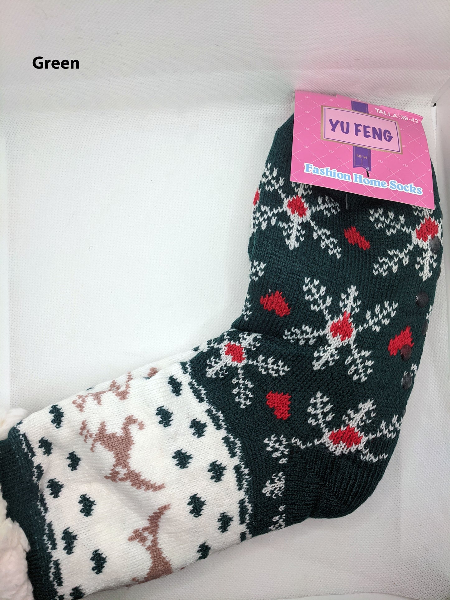 Fuzzy Snowflake Cabin Socks with Grips