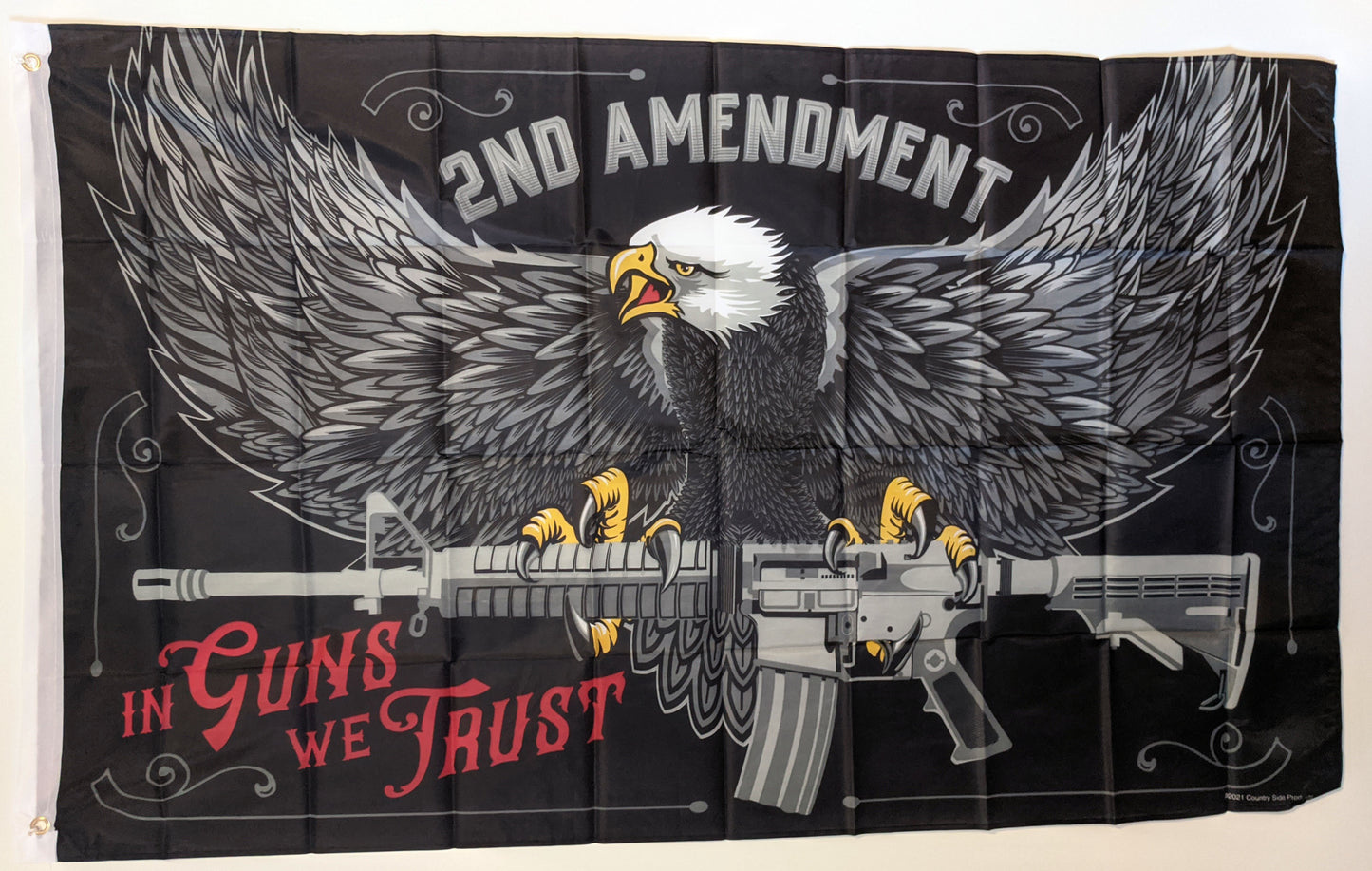 2nd Amendment In Guns We Trust 3'x5' Flag with Grommets