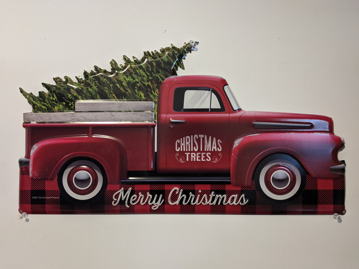 Red Truck - Christmas Tin Sign 22"x12"