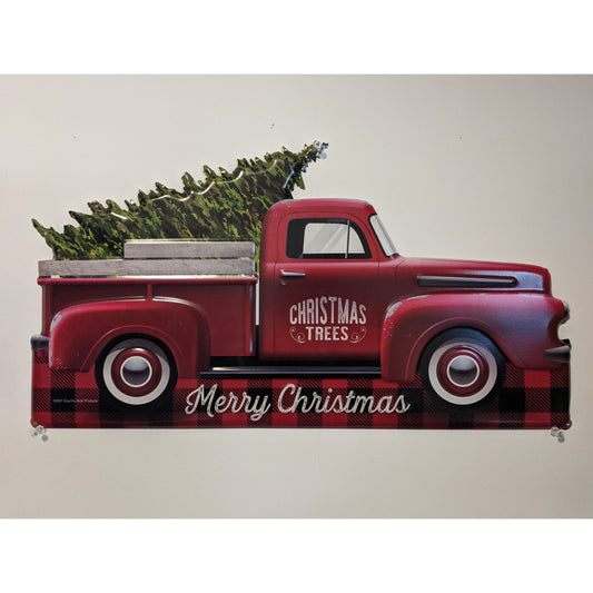 Red Truck - Christmas Tin Sign 22"x12"