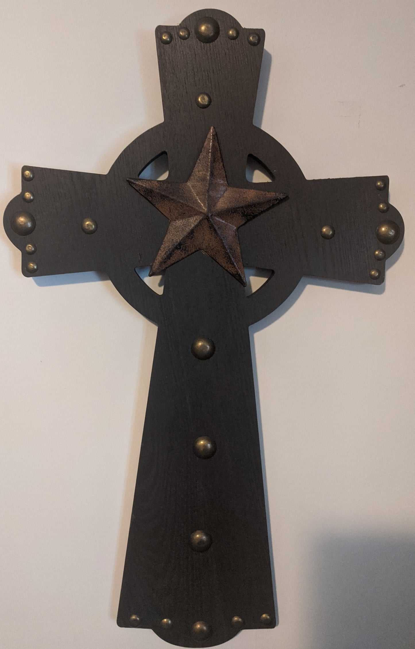 Wood & Metal Cross with Star