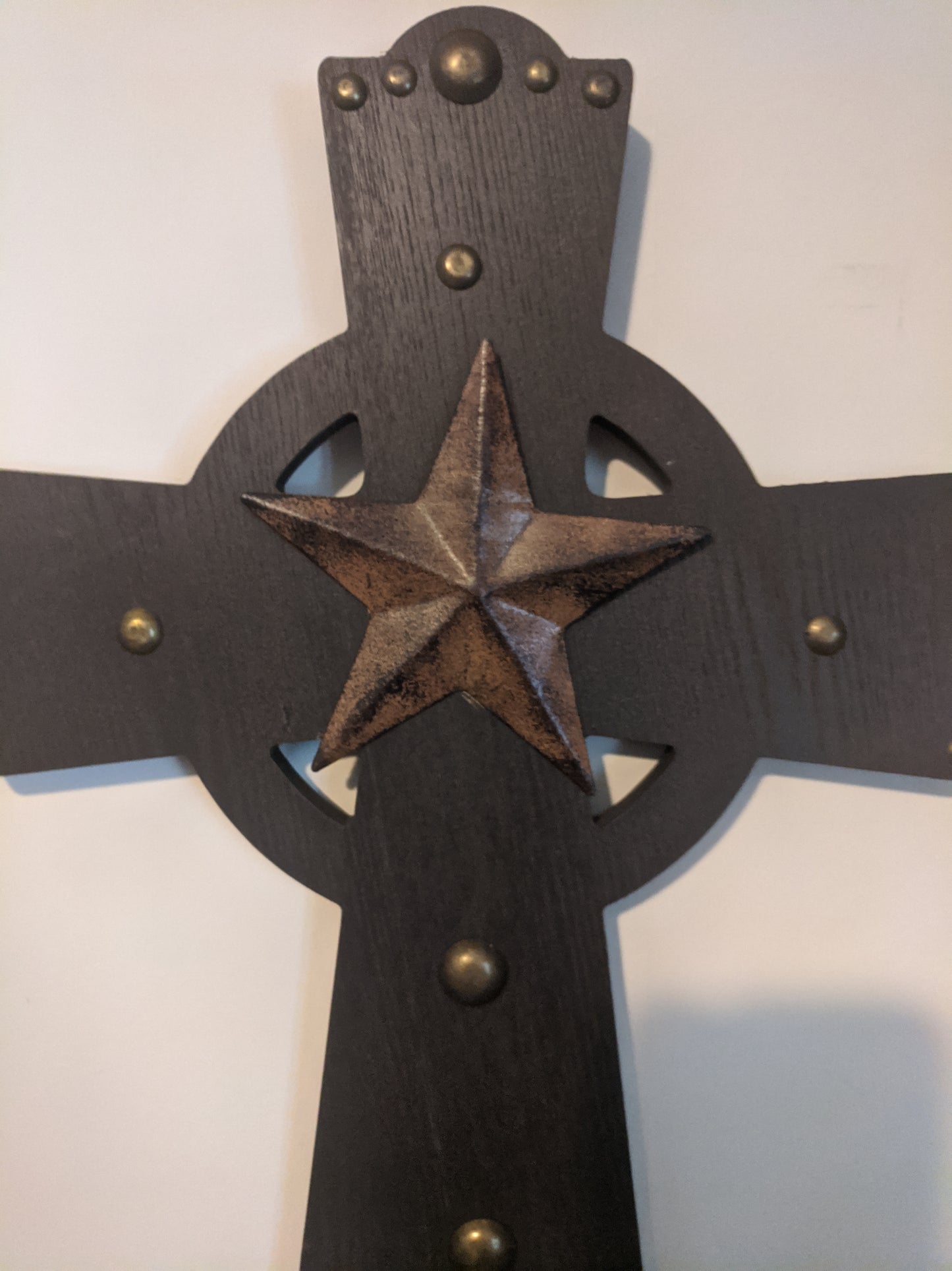 Wood & Metal Cross with Star