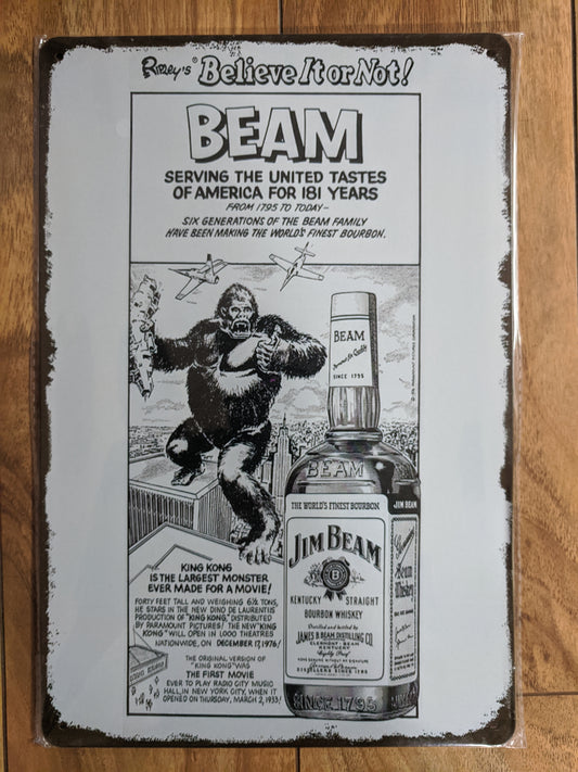 King Kong & Jim Beam - 8"x11" - Tin Sign